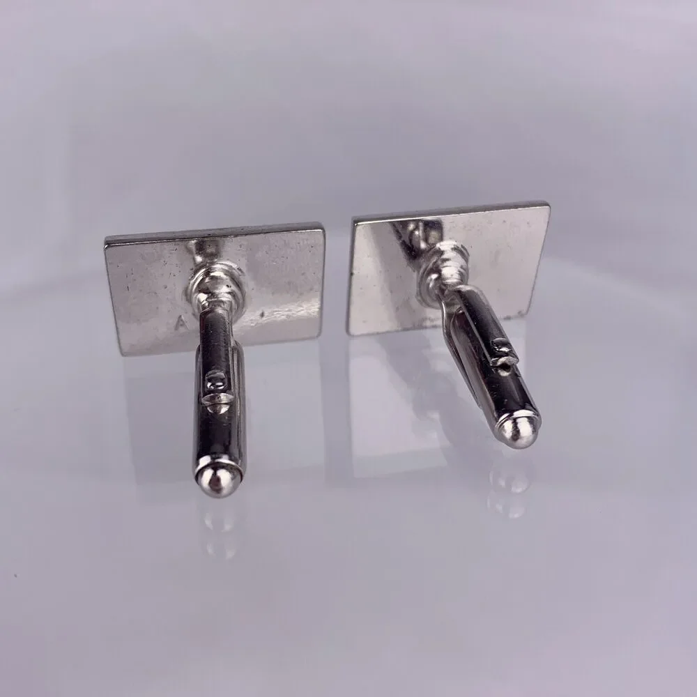 G Initial Monogram Cufflinks Block Letter Silver Tone Textured Anson Vintage K1